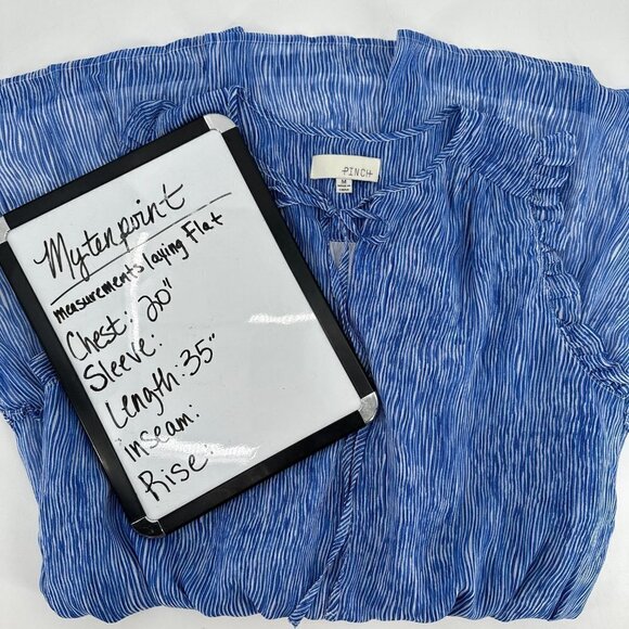 Pinch Blue Alys Wavy Tiered Lined Sleeveless Fit Flare Striped Medium Mini Dress - Picture 8 of 8